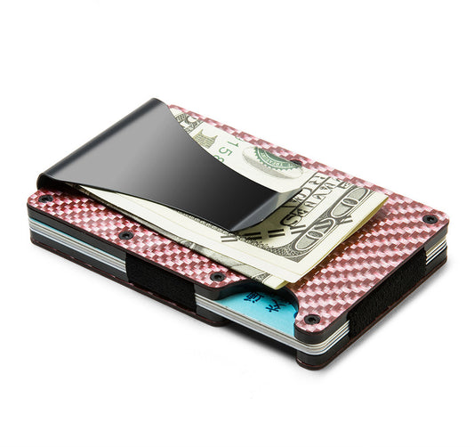 Multifunctional Carbon Fiber Card Holder Metal Card Box Anti-Degaussing Anti-Theft Swipe Credit Card Box Stripe Pattern