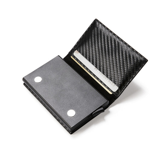Carbon Fiber Pattern Magnetic Buckle Card Bag Airtag Tracker Multi-Function Card Bag Men's Wallet Short Hand Held
