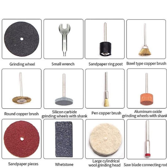 180W Variable Speed Electric Grinder Kit – 30000RPM Rotary Tool with 186 Accessories for Wood, Jade, Stone, and Crystal