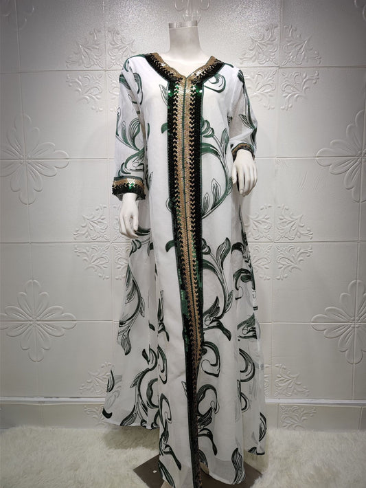 Sequin Embroidered Robe Abaya for Women