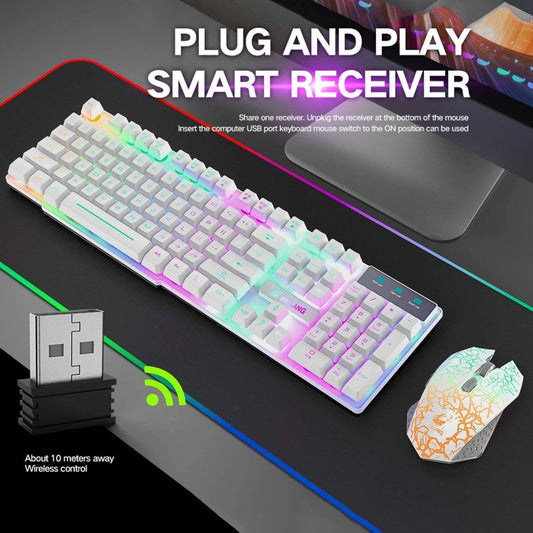 104 Keys Wireless Gaming Keyboard And Mouse Set Rainbow LED Backlit Keyboard