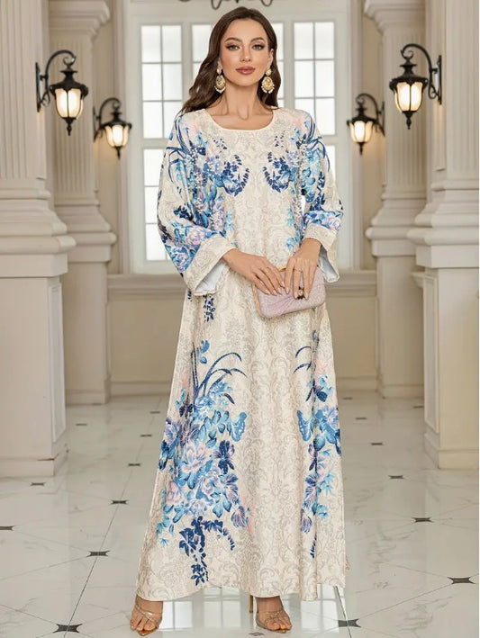 Elegant Floral Printed Abaya for Women