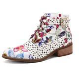 Color matching flower foreign style women's short boots