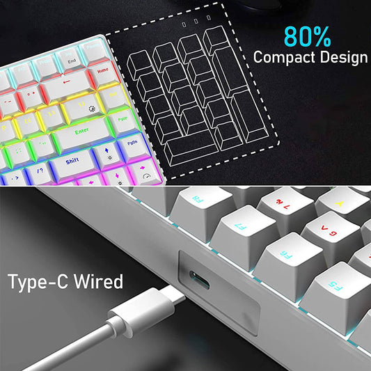 Gaming 84-Keys Keyboard RGB Lightweight Mouse Set Mechanical Rainbow For PCPS4