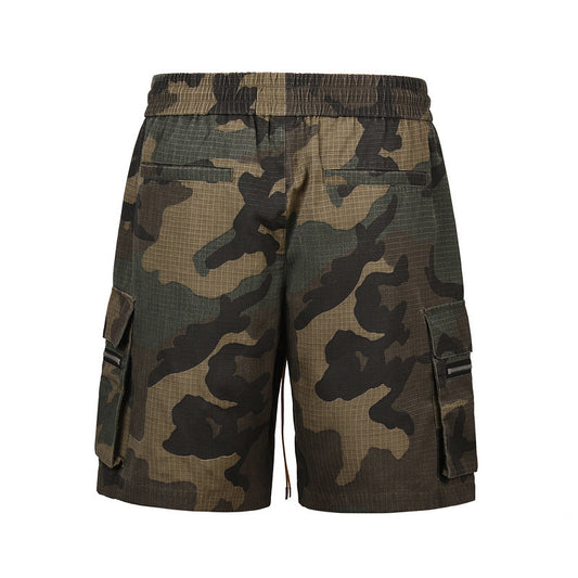 Multi-bag Washed Camouflage Workwear Shorts