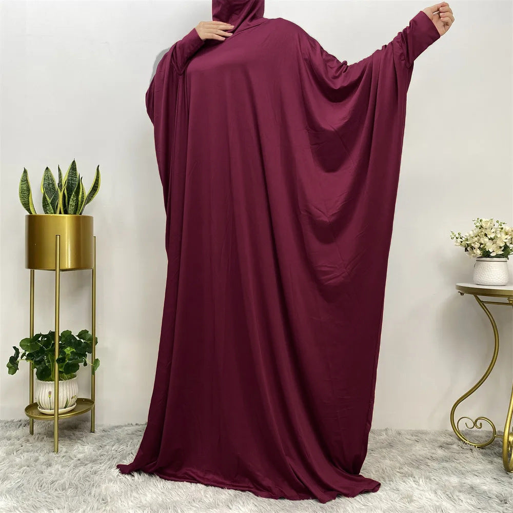 A-Line Long Skirt Batwing Sleeve Polyester Abaya