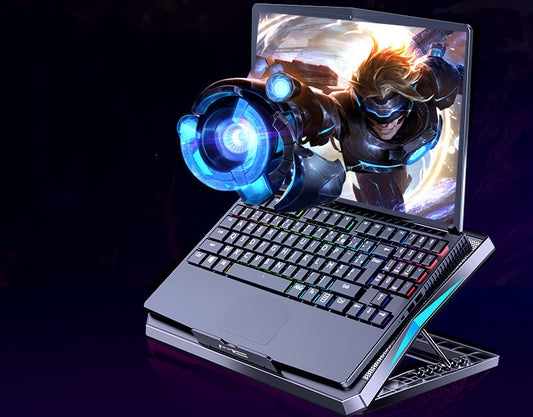 Adjustable Laptop Cooling Stand with Metal Heat Dissipation Bracket and Dual USB Ports – Foldable Anti-Slip Design