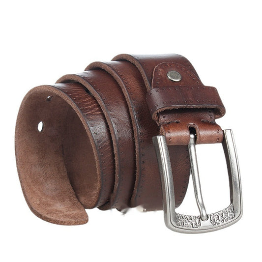 Cowhide Men's Personality Alloy Pin Buckle Trend Belt