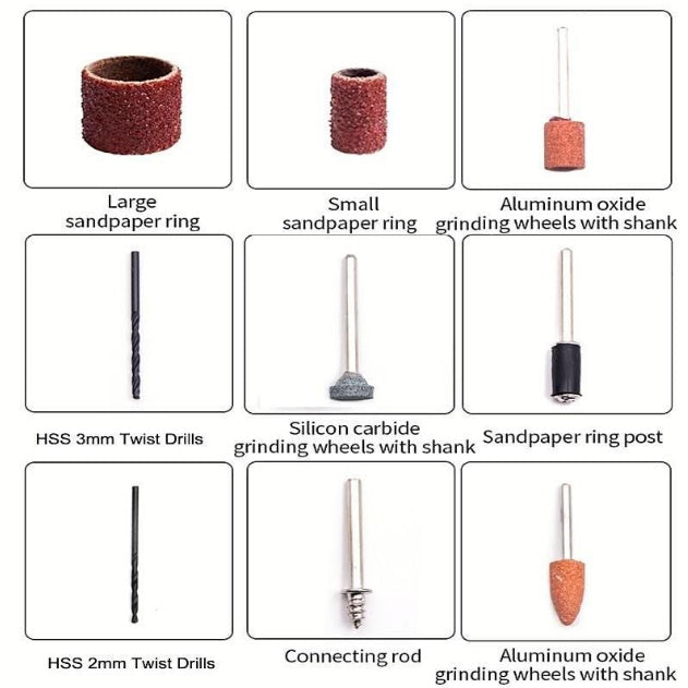 180W Variable Speed Electric Grinder Kit – 30000RPM Rotary Tool with 186 Accessories for Wood, Jade, Stone, and Crystal