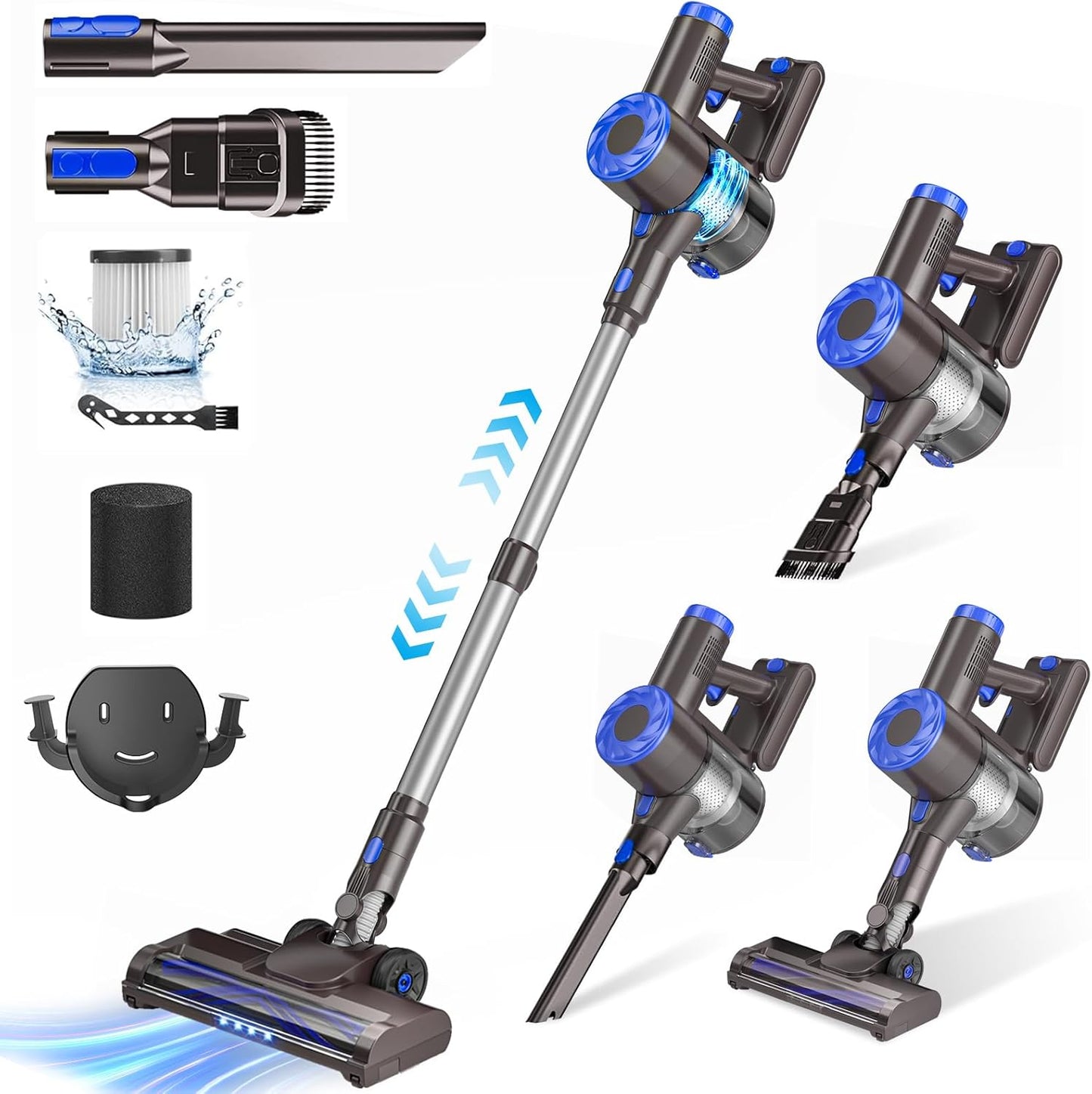 Cordless Vacuum Cleaner, Super Power Suction Stick Vacuum Cleaners with 2200 mAh Battery,8-in-1 Lightweight Self-Standing, 35 Mins Runtime for Home Hard Floor Low-Pile Carpet Pet Hair