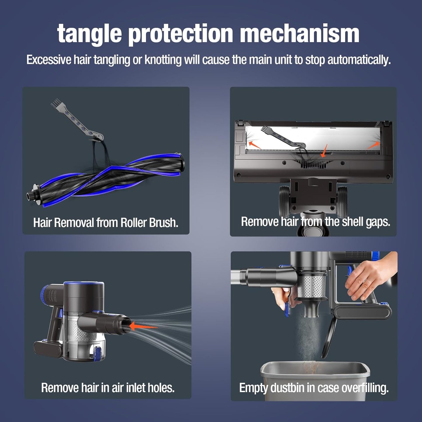 Cordless Vacuum Cleaner, Super Power Suction Stick Vacuum Cleaners with 2200 mAh Battery,8-in-1 Lightweight Self-Standing, 35 Mins Runtime for Home Hard Floor Low-Pile Carpet Pet Hair