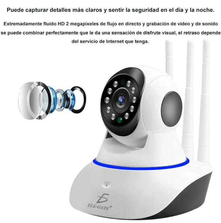 IP Security Camera 3 Wifi Antennas Full HD Night Vision With Alarm Home Office
