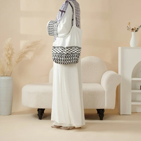 Keffiyeh Style Abaya with Crossbody Bag