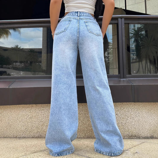 Women's High Waist Wide Leg Denim Jeans