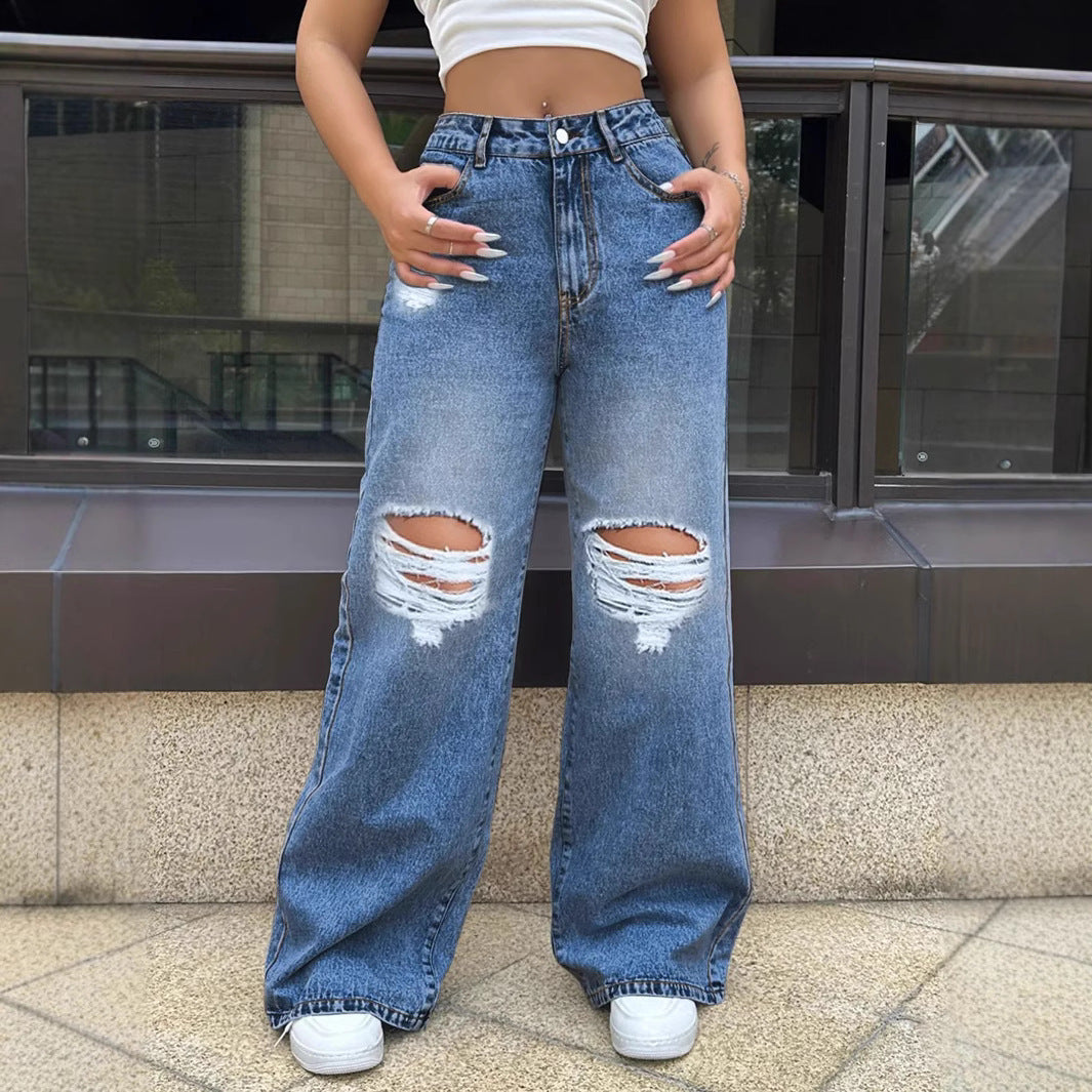 Women's High Waist Wide Leg Denim Jeans