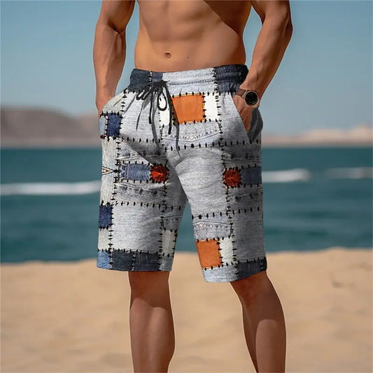 3D Plaid Men's Shorts Striking Plaid Pattern With Depth
