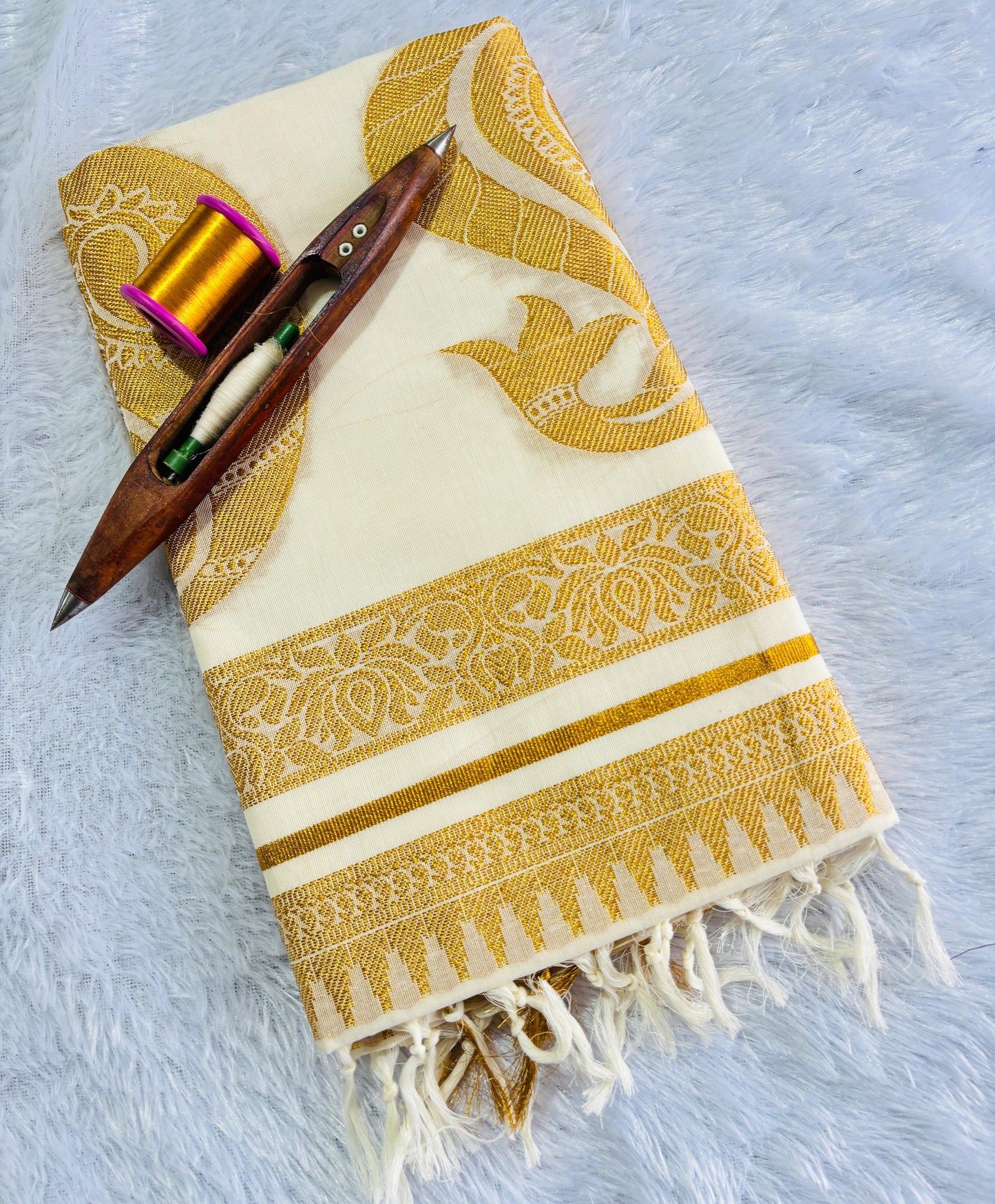 Handloom Replica cotton mango weave saree