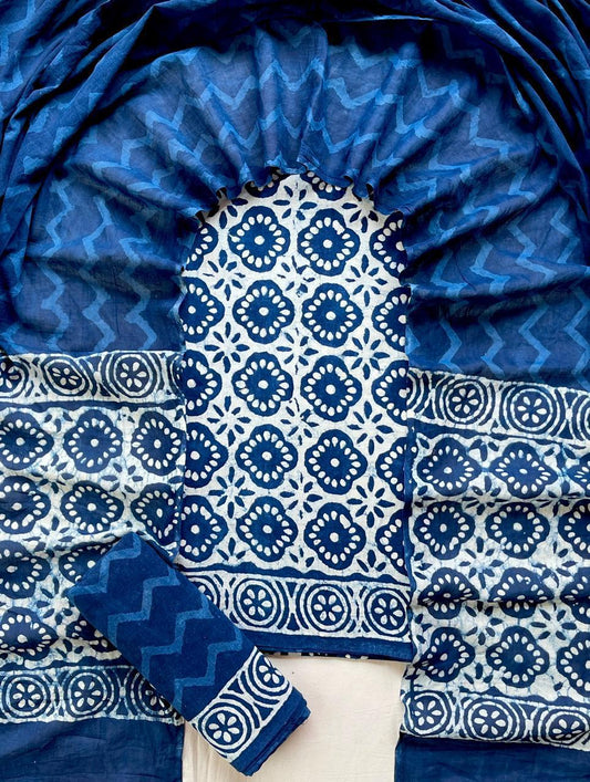Hand Block Printed Cotton Suit Set (3-Piece)