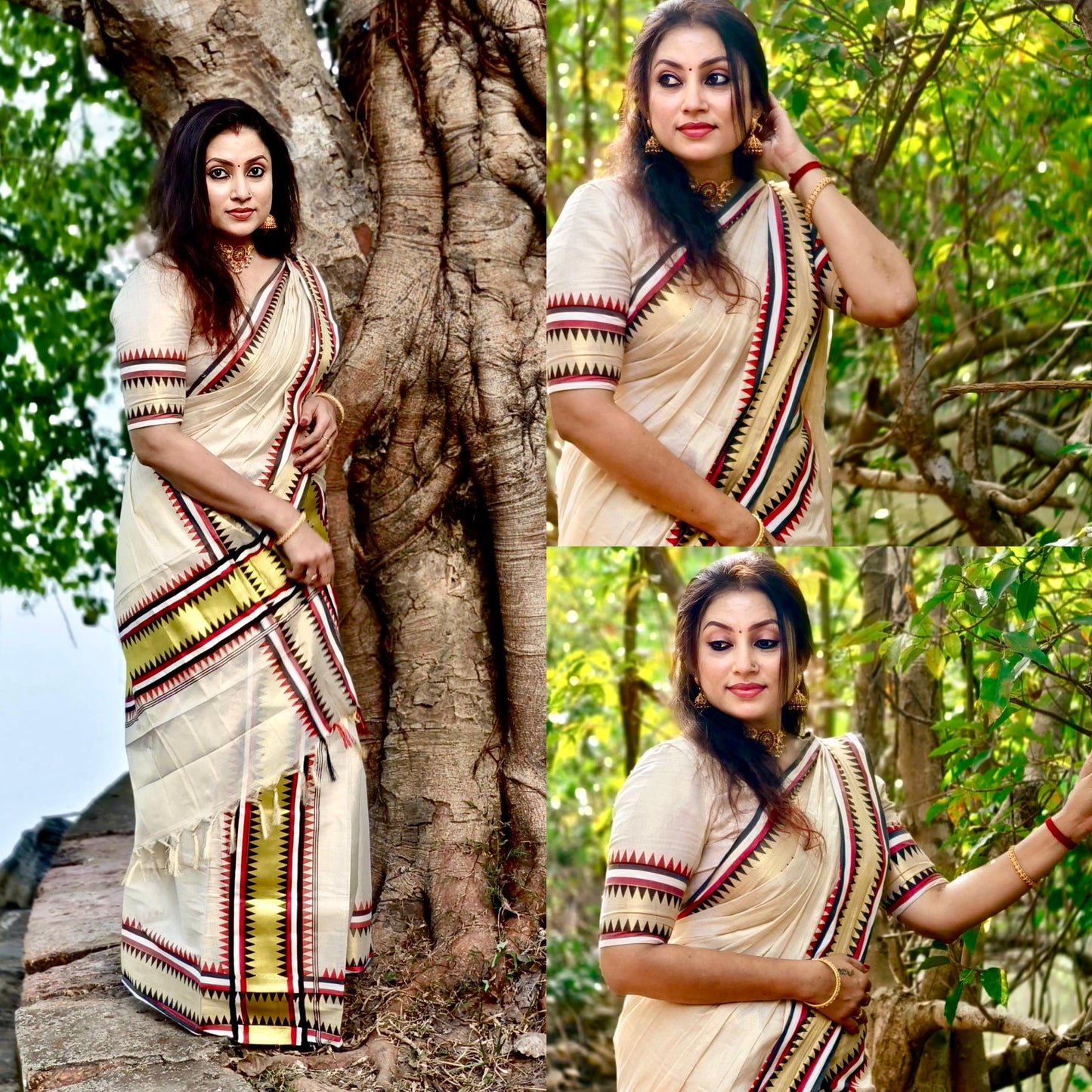 Tissue Multicolour Set Mundu with Blouse