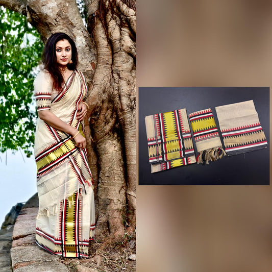 Tissue Multicolour Set Mundu with Blouse