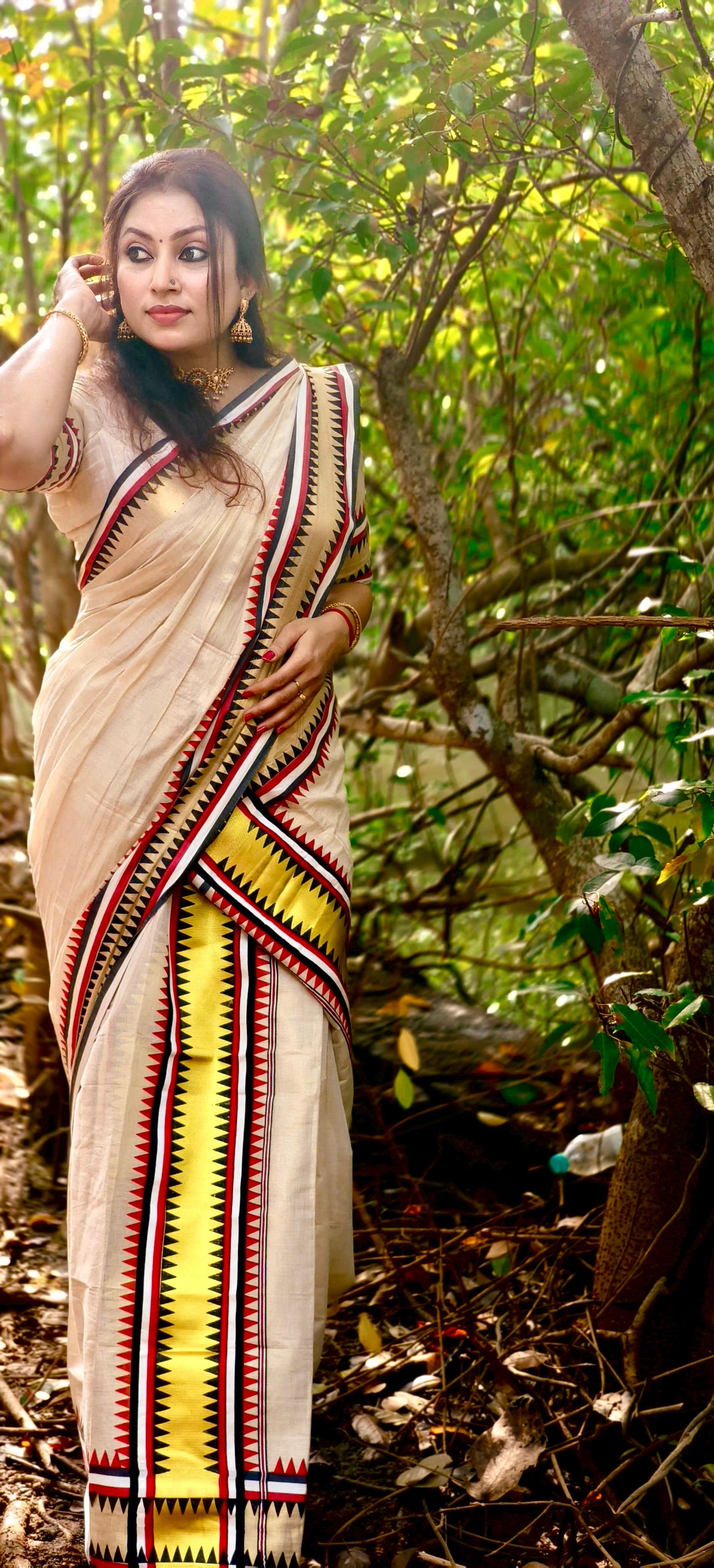 Tissue Multicolour Set Mundu with Blouse