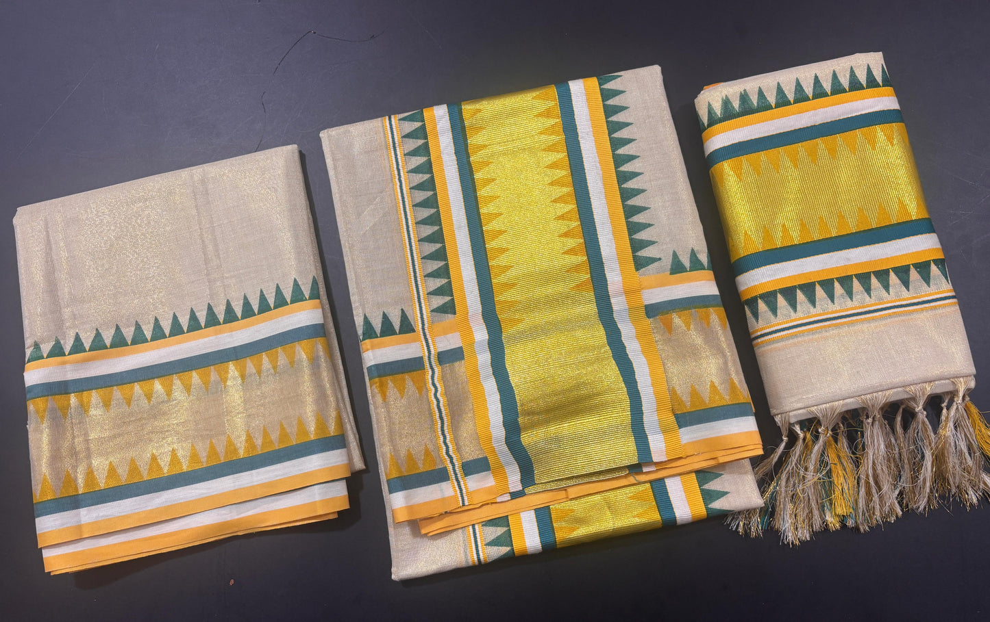 Tissue Multicolour Set Mundu with Blouse