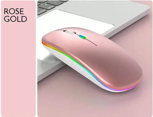 Slim Silent Rechargeable Wireless Mouse RGB LED USB Mice MacBook Laptop PC UK