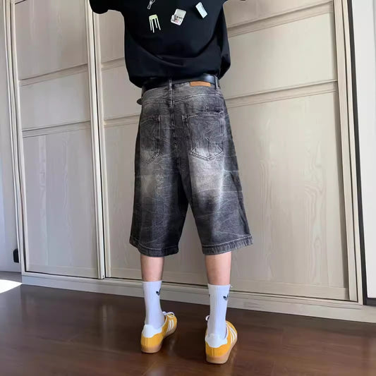 Loose Casual Straight-leg Washed Do The Old Cowboy Shorts Men