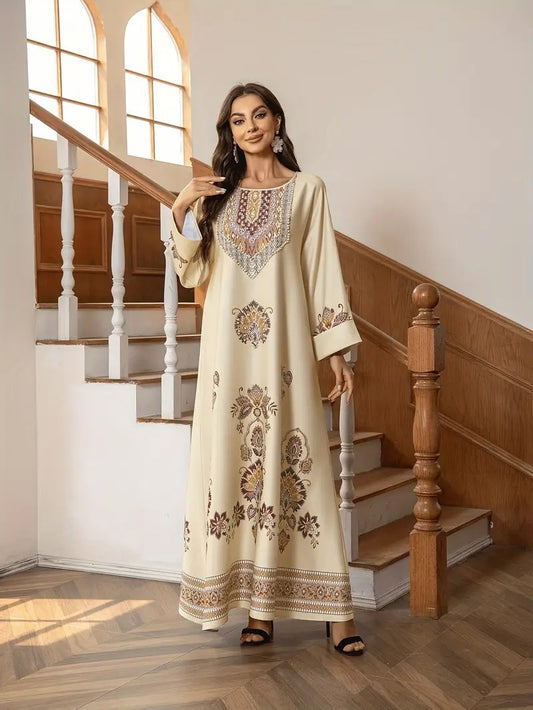 Elegant Floral Printed Abaya for Women