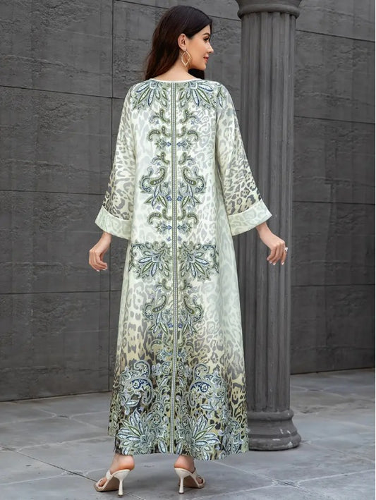 Floral Lace Abaya with Long Sleeves