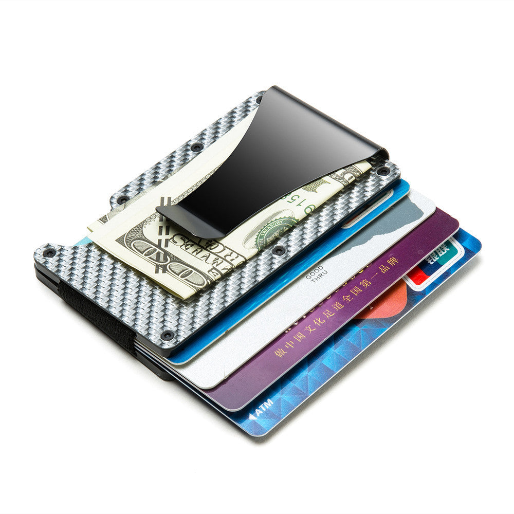 Multifunctional Carbon Fiber Card Holder Metal Card Box Anti-Degaussing Anti-Theft Swipe Credit Card Box Stripe Pattern
