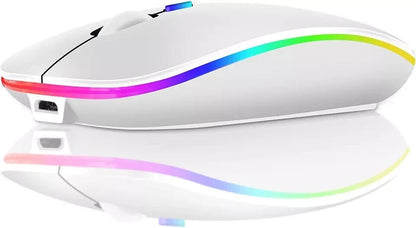 Slim Silent Rechargeable Wireless Mouse RGB LED USB Mice MacBook Laptop PC UK