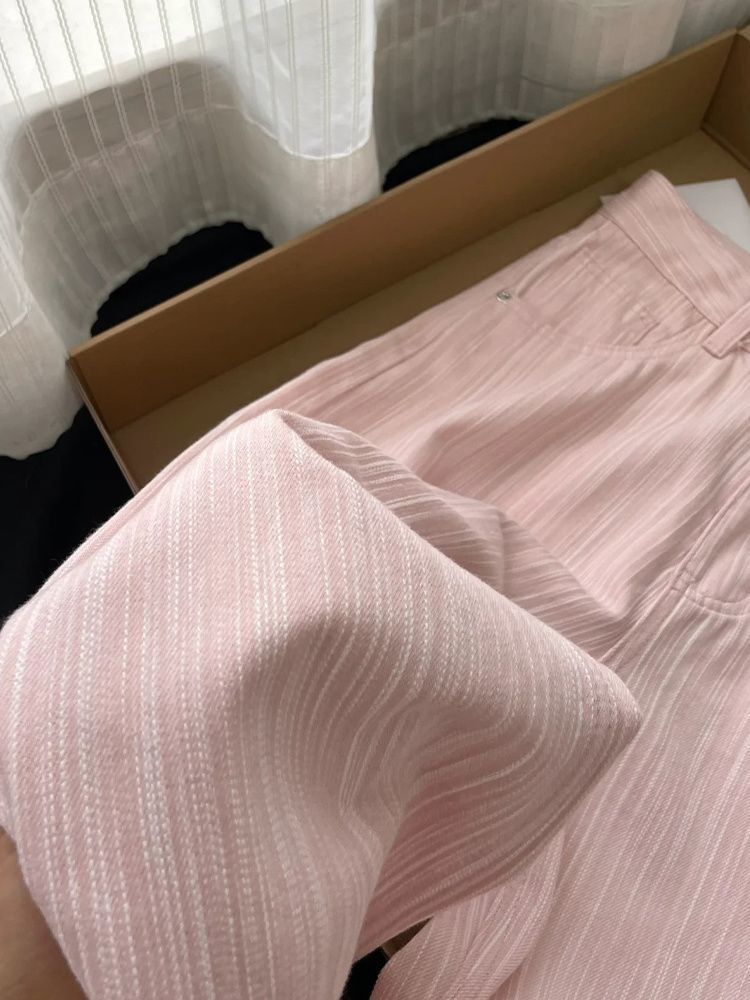 Women's High Waist Pink Wide Leg Jeans