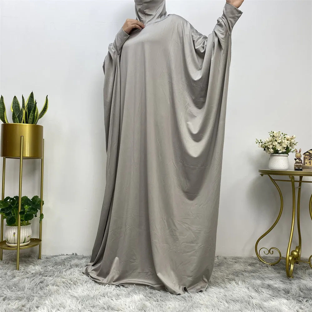 A-Line Long Skirt Batwing Sleeve Polyester Abaya