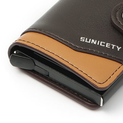 Metal Aluminum Case Automatic Pop-up Card Holder Women PU Card Case RFID Credit Card Case Leather Men's Wallet