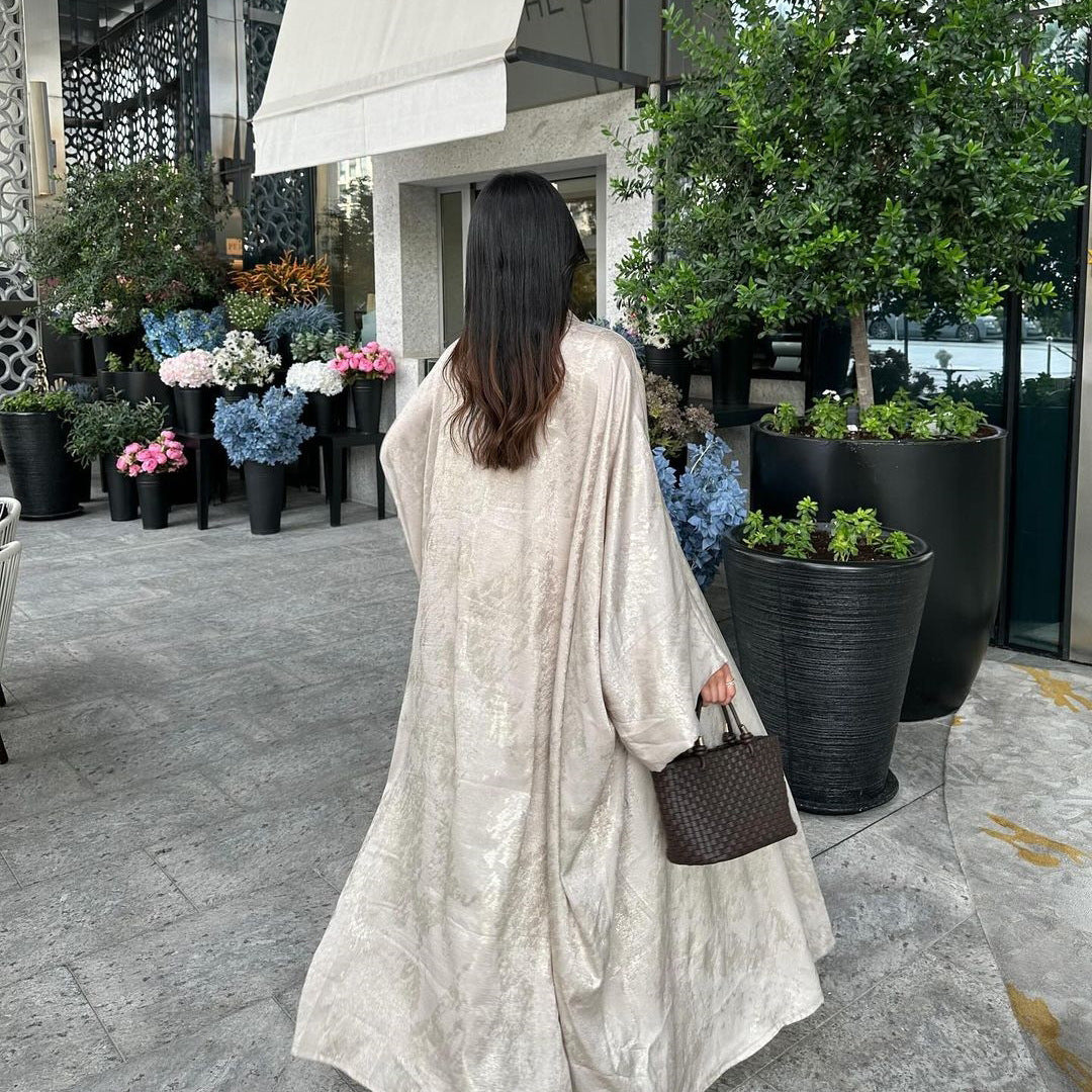 Fashion Bronzing Satin Abaya Robe