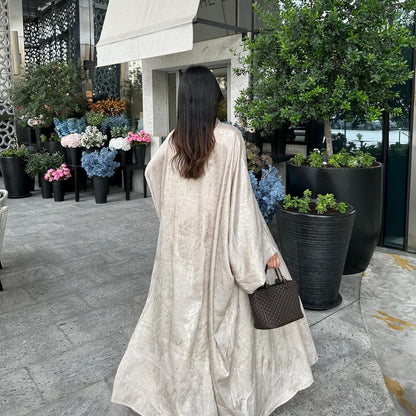 Fashion Bronzing Satin Abaya Robe