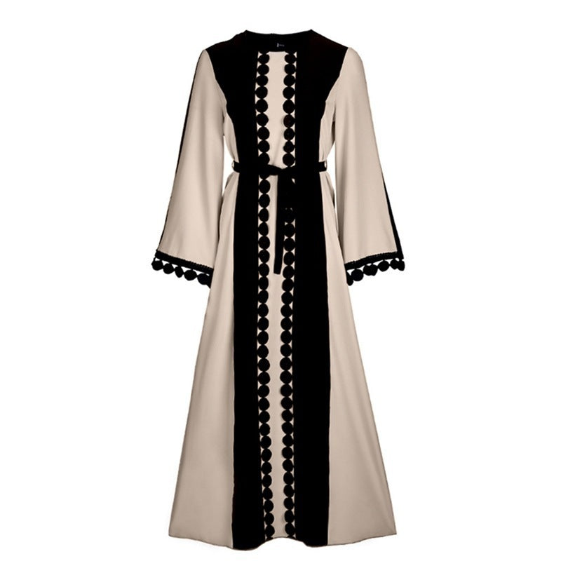 Patchwork Abaya - Solid Color with Gouhua Hollow Out Detail