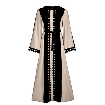 Patchwork Abaya - Solid Color with Gouhua Hollow Out Detail
