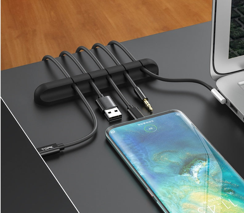 Desktop Cable Manager – Organize Wires, High Strength Double-Sided Glue, Organic Silicone, Black**