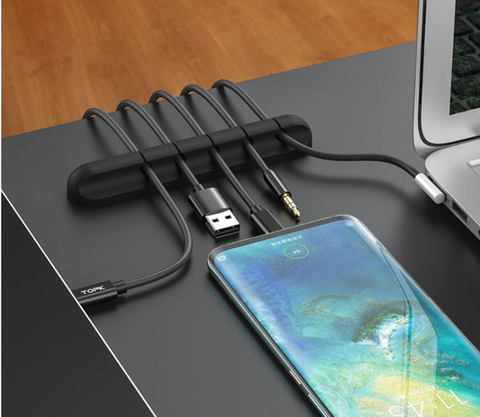 Desktop Cable Manager – Organize Wires, High Strength Double-Sided Glue, Organic Silicone, Black**