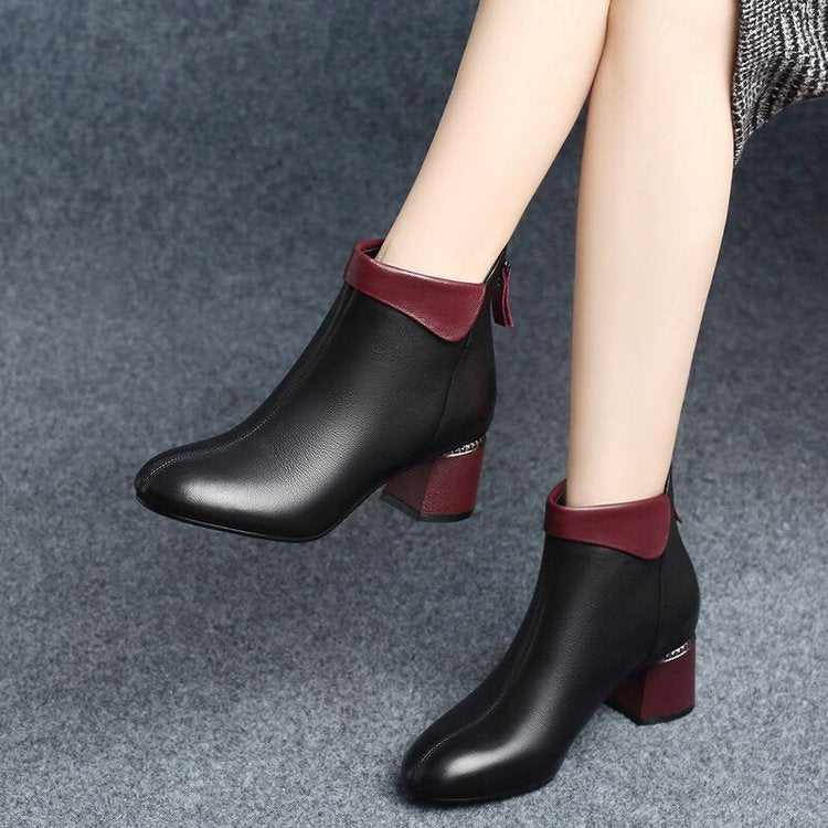 Good With Thick Heel Round Toe Martin Boots Women's Mid-heel Short Tube