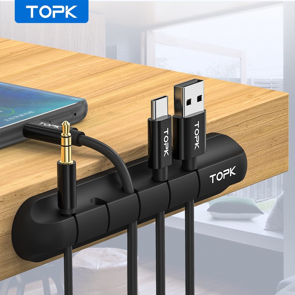 Desktop Cable Manager – Organize Wires, High Strength Double-Sided Glue, Organic Silicone, Black**