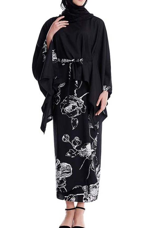 Abaya  Two-piece Set with Loose Waist and Long Skirt