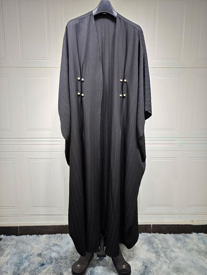 Modern Striped Plus-Size Abaya Cardigan Robe