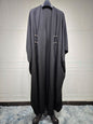 Modern Striped Plus-Size Abaya Cardigan Robe