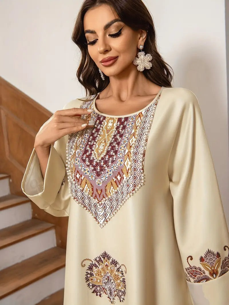 Elegant Floral Printed Abaya for Women