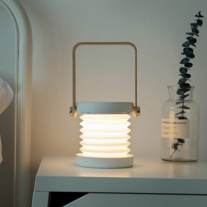 Modern Round USB Touch Night Light – Wooden Base Warm Light Lamp for Bedroom and Desk Use