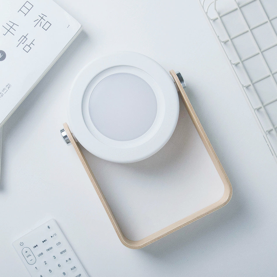 Modern Round USB Touch Night Light – Wooden Base Warm Light Lamp for Bedroom and Desk Use