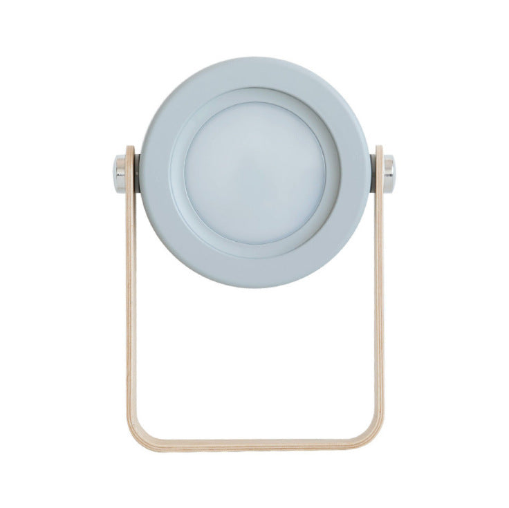 Modern Round USB Touch Night Light – Wooden Base Warm Light Lamp for Bedroom and Desk Use